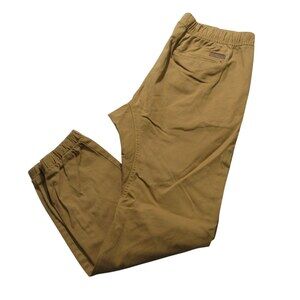 WT02 Mens Jogger Pants XXL Khaki Tan Stretch Cotton Drawstring Elastic